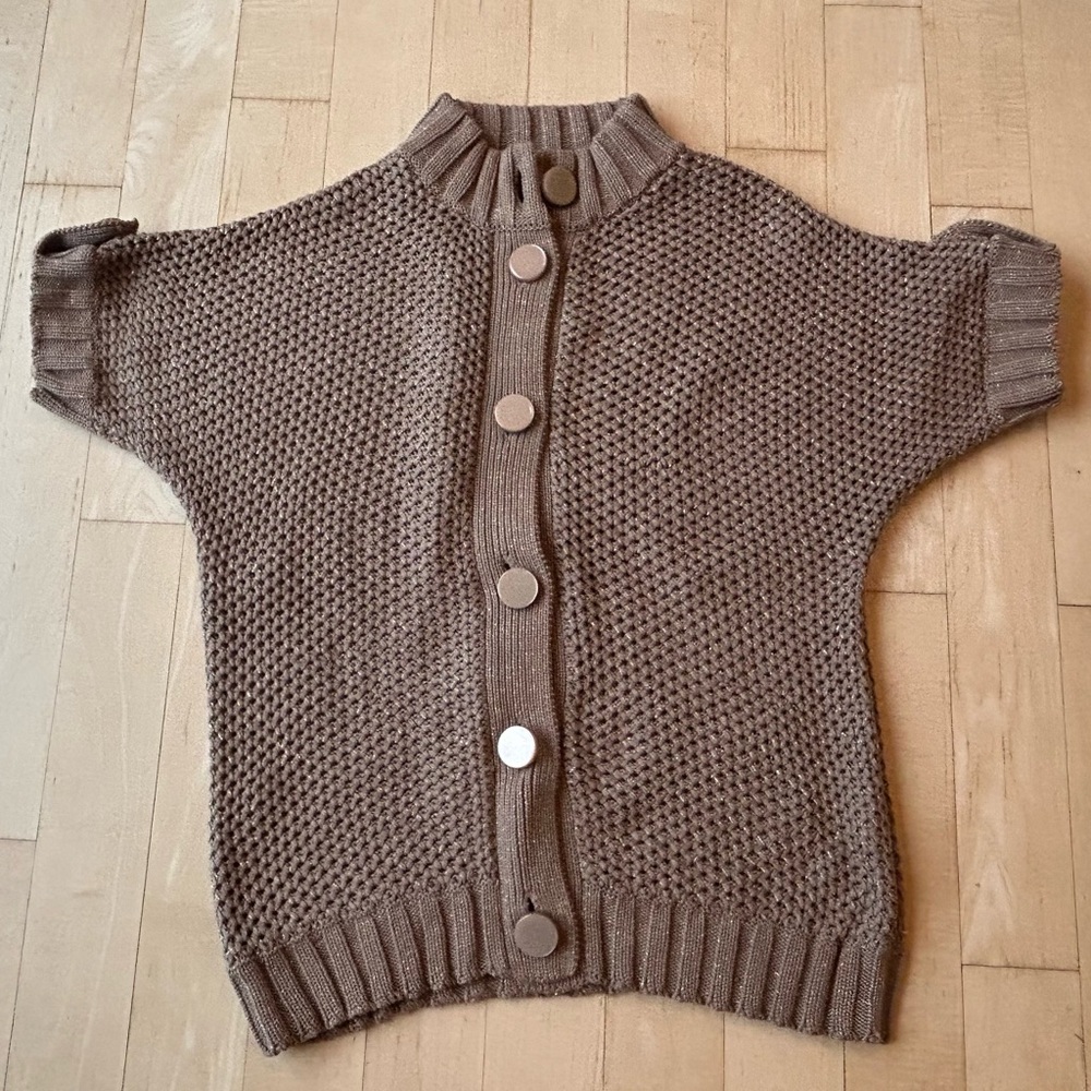 Steffen Schraut Women’s Cotton/Metallic French Beige Large Button Cardigan EU 38